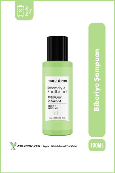 Maru.Derm Seyahat Boy - Sülfatsız Biberiye Şampuan 100 ml | Sülfatsız, Tuzsuz, Vegan Şampuan