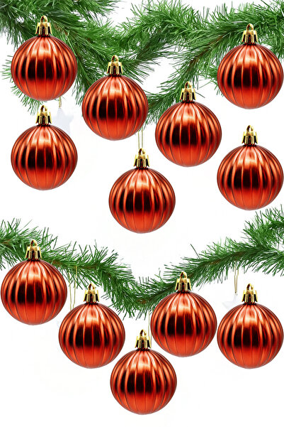 Waldern 5 cm 12-Piece Cici Ball Shiny Christmas Tree Ornament Red