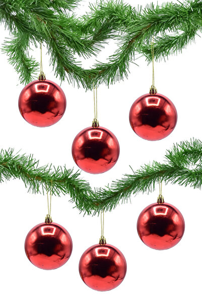 Waldern 6 cm 6-Piece Red Cute Ball Christmas Tree Ornament