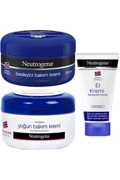 Neutrogena Besleyici Bakım Kremi + Yoğun Bakım Kremi 200+200 ml + El Kremi Parfümlü 50 ml
