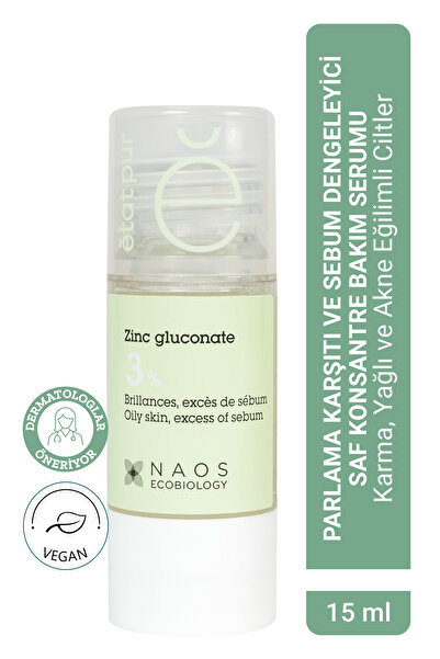Etat Pur Pure Active Zinc Gluconate Çinko Parlama Karşıtı Sebum Dengeleyici Konsantre Cilt Bakım Serumu 15 mL
