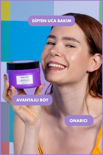 Maru.Derm Saç Maskesi | Saç Onarıcı Saç Maskesi 300 ml | Yıpranmış Zayıf Saçlar | Vegan
