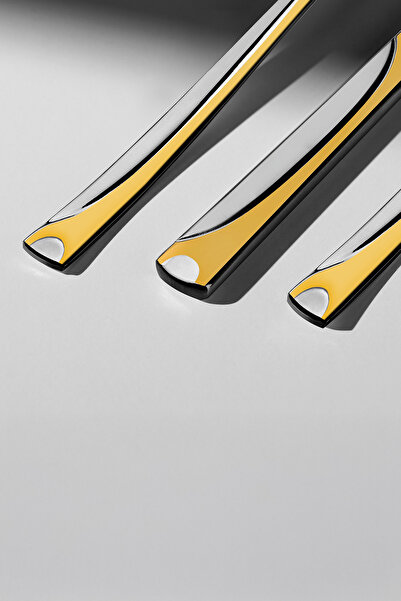 Nehir Fiesta Gold Satin 12-Person 72-Piece Boxed Cutlery Set