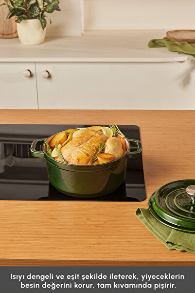 Karaca Heritage Cast Iron Enameled Pot Green 24 cm