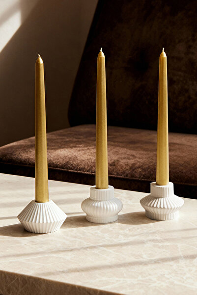 TRENDYOLMİLLA HOME 3-Piece Ceramic Candle Holder Tphaw26Sm00003
