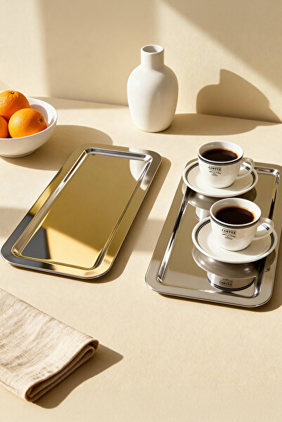 TRENDYOLMİLLA HOME 2-Piece Rectangular Metal Presentation Plate Tphaw26Tbk00063