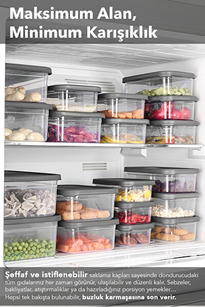 Meleni Home 18-Piece Rectangular Food Storage Container - Microwave and Freezer Safe Organizer Gray