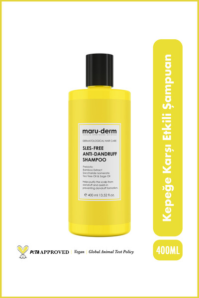 Maru.Derm Kepeğe Karşı Etkili Sülfatız Şampuan 400 ML | Normal/Yağlı Saçlar | Sülfatsız,Tuzsuz,Vegan Şampuan