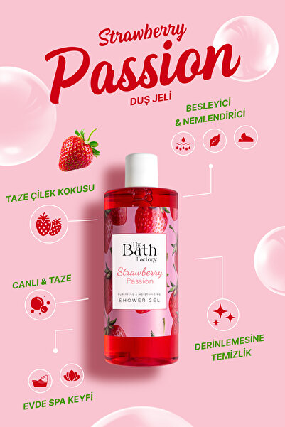 THE BATH FACTORY Nemlendirici ve Besleyici Strawberry Passion Duş Jeli 400 ml