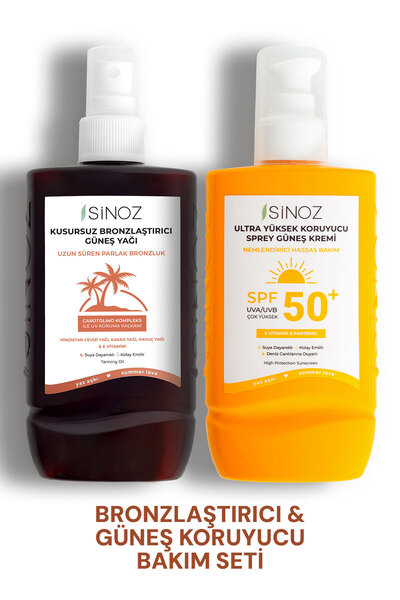 SİNOZ Yüksek Korumalı Vücut Güneş Kremi & Kusursuz Bronzlaştırıcı Güneş Yağı 2’li Set