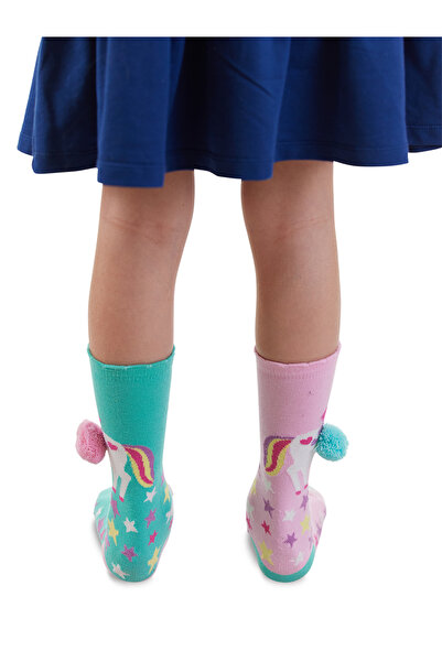 Denokids Unicorn Star Girl's Pink Green Knee Socks