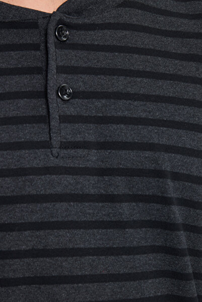 Tudors Ανδρικό σετ πιτζάμες από βαμβακερό κοστούμι με κουμπιά και ελαστική μέση με σχέδιο σε μαύρο χρώμα