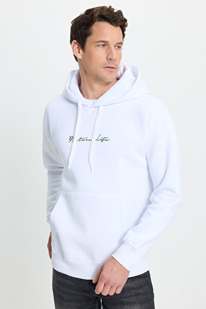 Tudors Βαμβακερό φούτερ με κουκούλα με κουκούλα σε λευκό φλις