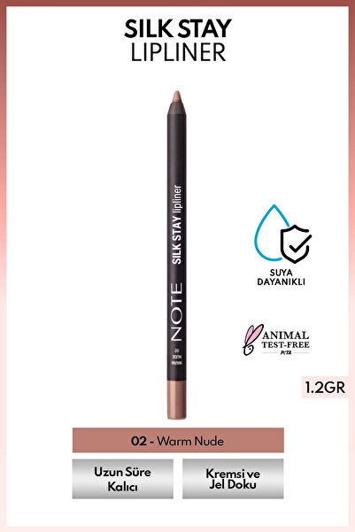 NOTE Silk Stay Lipliner Suya Dayanıklı İpeksi Dudak Kalemi - 02 Warm Nude - Nude