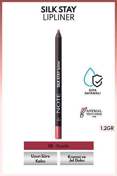 NOTE Silk Stay Lipliner Suya Dayanıklı İpeksi Dudak Kalemi - 05 Roselle - Pembe