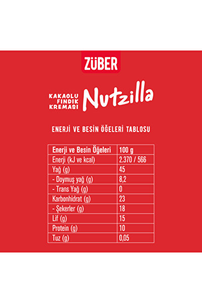 Züber Nutzilla Fındık Kreması Kakaolu 315 g x 3 Adet