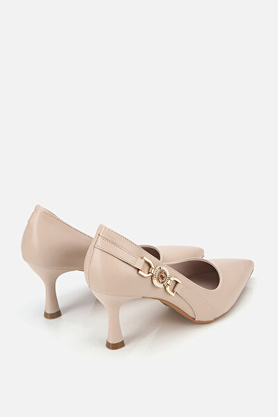 Yaya by Hotiç Women's Beige Chain Detailed Thin Heeled Stiletto