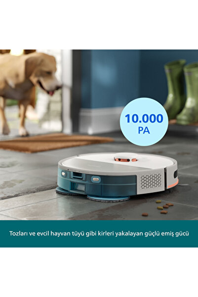 Philips 5000 Serisi Islak Kuru Robot Süpürge, Yüksek Emiş Gücü, Otomatik Boşaltma, Beyaz, XU5100/20