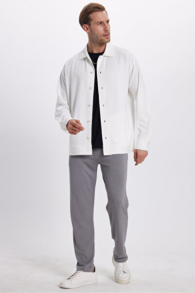 Tudors Ανδρικό πλεκτό λευκό πουκάμισο με κουμπιά με πλαϊνές τσέπες