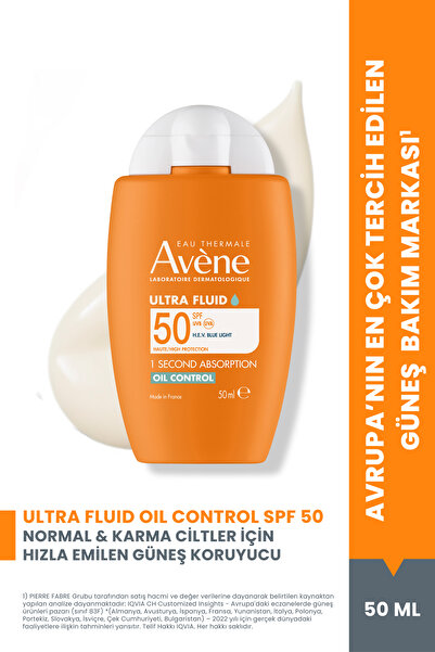 Avene Ultra Fluid Oil Control SPF50 Yağlı Ciltler İçin Çok Yüksek Korumalı Güneş Kremi 50 ml