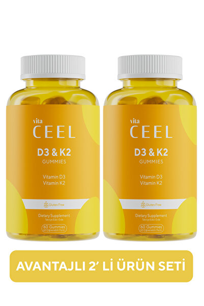VitaCeel 2’li D3 K2 Vitamin Gummy, Portakal Aromalı, 60 Çiğnenebilir Form