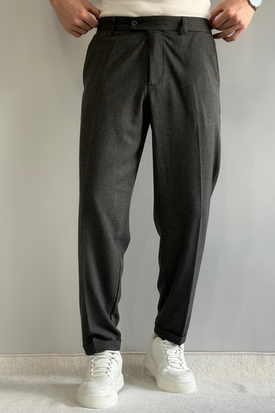 Trendyol Collection Anthracite Men's Boyfriend Fit Fabric Trousers Tmnaw26Pl00017
