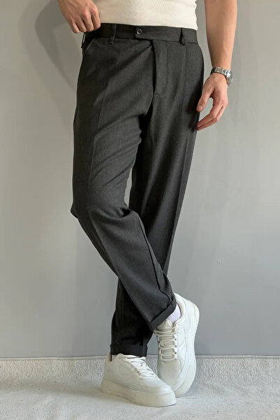 Trendyol Collection Anthracite Men's Boyfriend Fit Fabric Trousers Tmnaw26Pl00017