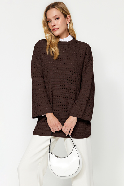 Trendyol Modest Maro tricotaj cu aspect dantelat Tricotaj ajurat TCTAW24AK00113