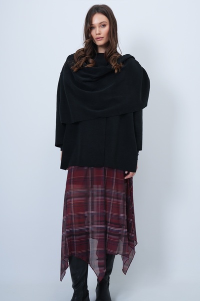 Trend Alaçatı Stili Damen Schwarz Schal Detail Fleece Jacke ALC-X14683