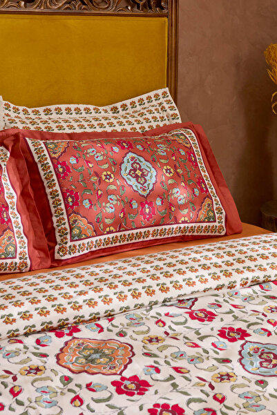 Karaca Home Pueblo 100% Cotton Double Duvet Cover Set Tile