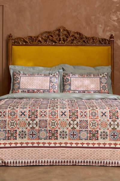 Karaca Home طقم غطاء لحاف مزدوج من القطن بنسبة 100% من تيسيرا، لون النعناع