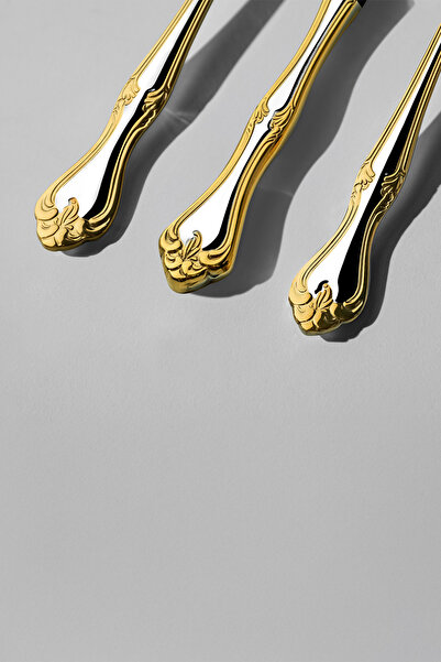 Nehir Lalezar Gold Plain 12-Person 72-Piece Cutlery Set