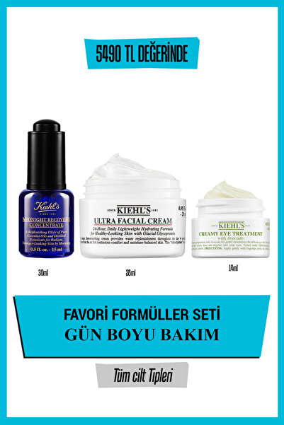 Kiehl's Avokado Göz Kremi, Ultra Facial Nemlendirici ve Midnight Recovery Con...