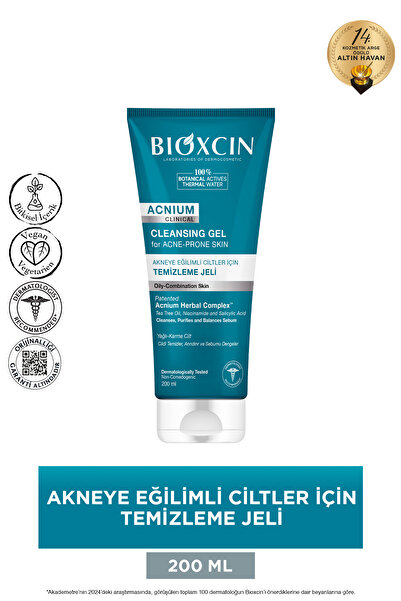 Bioxcin Acnium Sebum Dengeleyici Yüz Yıkama Jeli 200 ml  Salisilik Asit Çay Ağacı Niasinamid
