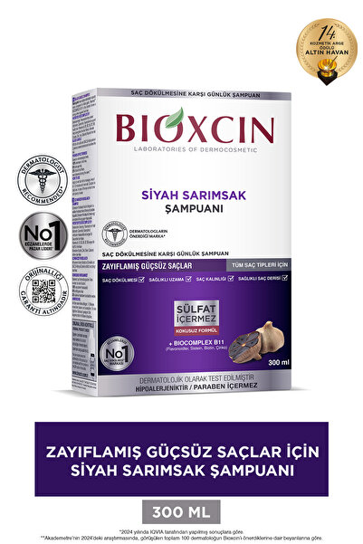Bioxcin Siyah Sarımsaklı Şampuan 300 Ml - Yıpranmış Ve Hassas Saçlar