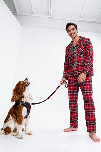 TRENDYOLMİLLA HOME Pet Plaid Pattern Dog Leash and Walking Harness Set Tphaw26Pt00000