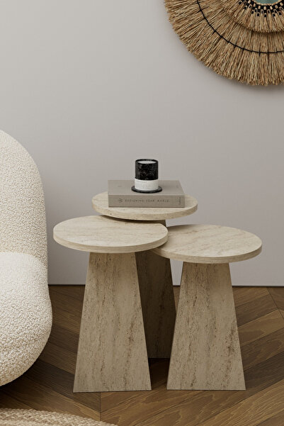 Skandi homeworks Maya Zigon Sehpa Takımı Yan Sehpa Orta Sehpa