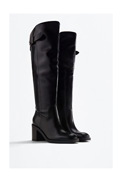 LEFTIES Dámské kozačky na vysokém podpatku s přezkou