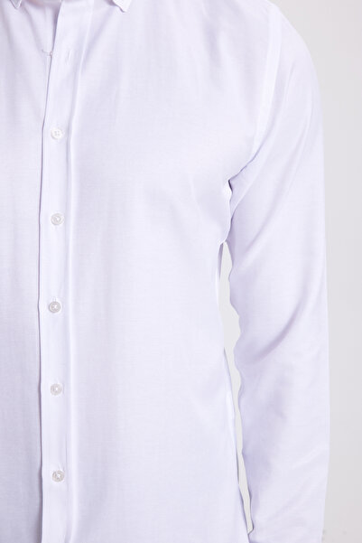 Tudors Fehér Slim Fit pamut ing - hosszú ujjú, könnyen vasalható, gombos gallérral
