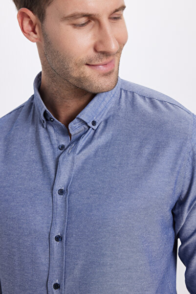 Tudors Slim Fit Long Sleeve Buttoned Collar Cotton Easy Iron Solid Men's Shirt