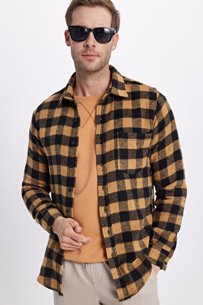 Tudors Men's slim fit long sleeve plaid checkered winter woodcutter shirt with pockets