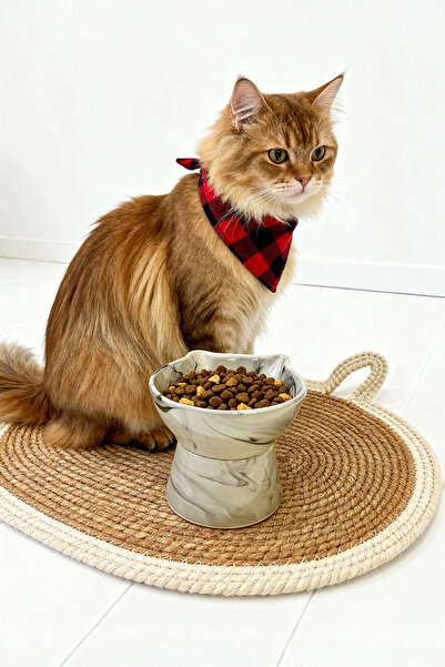 TRENDYOLMİLLA HOME Pet Straw Cat Shaped Food Water Bowl Mat/Pad Tphaw26Kk00002