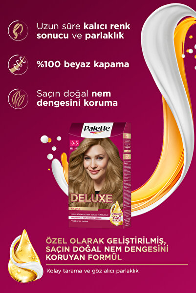 Palette Deluxe 8-5 Bej Sarı Zengin Yağ Bakımı Kit Saç Boyası Bakım Maskesi