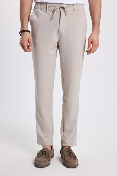 Tudors Men's Slim Fit Slim Fit Elastic Waist Lace-Up Detailed Stone Trousers