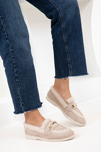 SOHO Pantofi de damă din piele intoarsa bej 21180