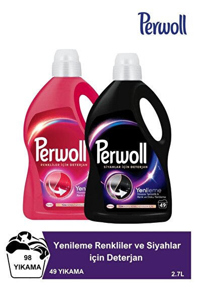 Perwoll Hassas Sıvı Çamaşır Deterjanı 2.7L 2'li set Siyahlar X1, Renkliler X1