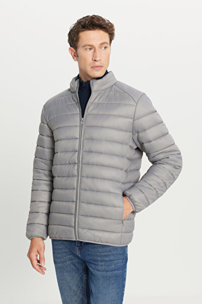 AC&Co / Altınyıldız Classics Windproof Warm Ultra-Light Standard Fit Grey Puffer Men's Jacket