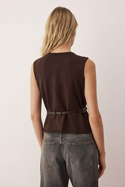 Trendyol Collection Limitovaná edice hnědé prémiové příze/špeciální příze pletená vesta TWOAW26YE00033