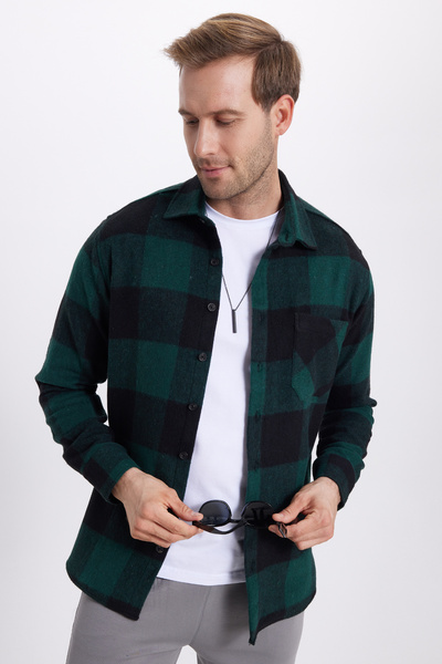 Tudors Men's regular fit classic fit plaid pocket lumberjack shirt