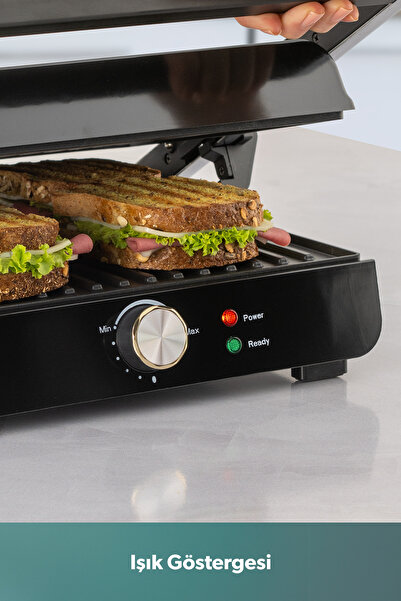 HOMEND Grilliant Döküm Plakalı Tost Ve Izgara Makinesi Inox 2000 W